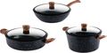 Westinghouse Pan Set Marble Wood (Wok pan ø 30 cm + Roasting pan + Snack pan ø 28 cm) - Induction and all other heat sources