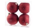 Cosy @Home Christmas Baubles Red Glitter ø 10 cm - 4 Pieces