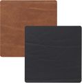 LIND DNA Coaster Buffalo - Leather - Black / Nature - double-sided - 10 x 10 cm