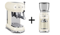 SMEG Espresso Machine + Coffee Grinder Cream