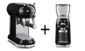 SMEG Espresso Machine + Coffee Grinder Black
