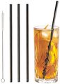Cookinglife Reusable straws - with brush - Black - 4 Pieces