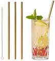 Cookinglife Reusable straws - with brush - Gold - 4 Pieces