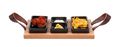 Bowls &amp; Dishes Serving Board / Divider Plate (Fondue, Tapas, BBQ) Streetfood 3-compartment Black - Medium