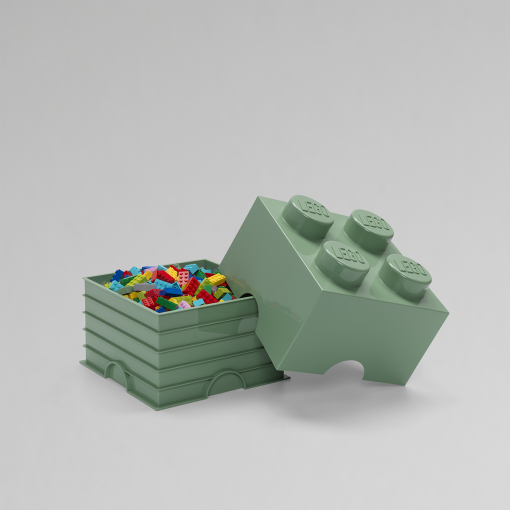 LEGO Brick 4 Knobs 5.7 l Stackable Storage Box 25 x 25 x 18 cm Sand Green 