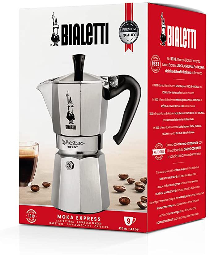 Vintage 90s Coffee Maker Bialetti for 4 Cups Aluminium Moka Pot 