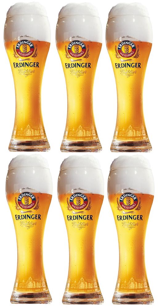Erdinger Beer Glasses Weizen 500 ml - 6 Pieces