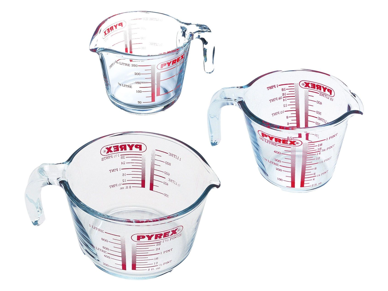 Pyrex 3-Piece Measuring Cup Set, Clear