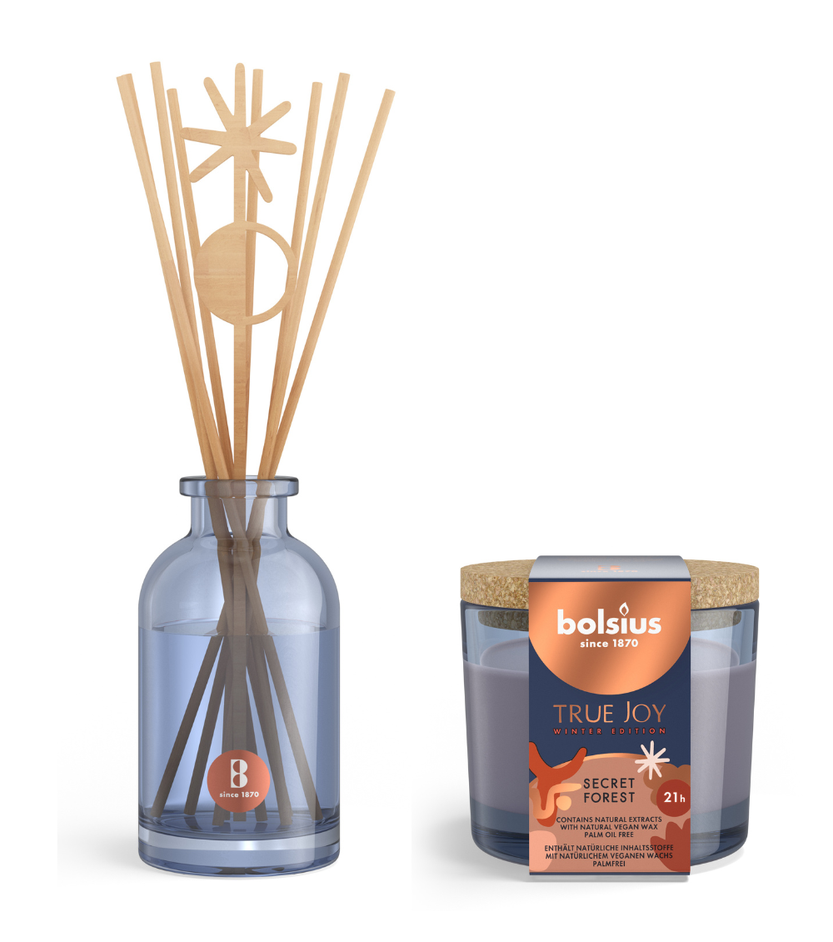 Bolsius Set (scented candle & fragrance True Joy Secret Forest Cookinglife