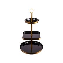 Gusta Afternoon Tea Stand Metal Black Gold