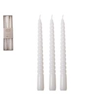 Gusta Twisted Candles White 20 cm - Set of 3