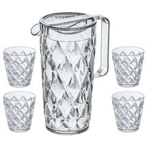 Koziol Pitcher Crystal / 1.6 L - with 4 water glasses / 250 ml