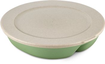 Koziol Divider Plate (Fondue, Tapas, BBQ) with lid Connect Green ø 25 cm / 1.5 Liter