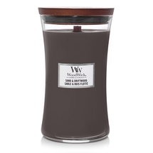 WoodWick Scented Candle Large Sand &amp; Driftwood - 18 cm / ø 10 cm