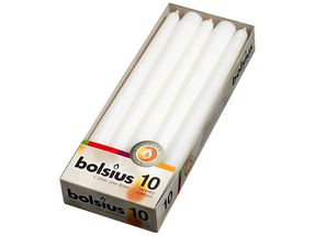 Bolsius Taper Candles White 24.5 cm - 10 Pieces