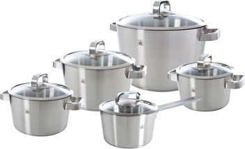 BK Pan Set - with glass lids - Conical Stainless Steel - 5-Piece