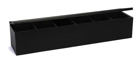 CasaLupo Tea Box Black 6 compartments - with Velvet - 43 x 9 cm