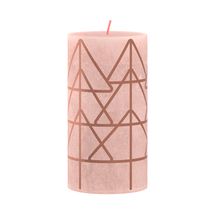 Bolsius Pillar Candle Rustic Print Christmas Tree Misty Pink - 13 cm / ø 7 cm