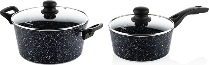 Westinghouse Pan Set Black Marble (Roasting Pan ø 24 cm + Saucepan ø 18 cm) - Induction and all other heat sources