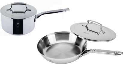 Saveur Selects Pan Set Voyage Series (Frying Pan ø 25 cm + Saucepan ø 20 cm) - Triply Stainless Steel - Induction and all other heat sources