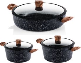 Westinghouse Pan Set Marble Wood (Roasting Pan ø 24 and 28 cm + Snack Pan ø 32 cm) - Induction and all other heat sources