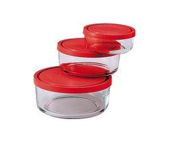 Bormioli Food Storage Containers Frigoverre Red Set & 3