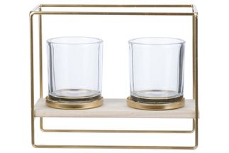 Cosy @Home Tea light holder Gold 23 x 10 cm 2 candles
