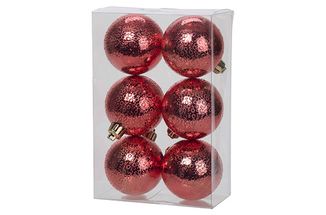 Cosy &amp; Trendy Christmas Baubles Wrinkle Red 6-Piece Set