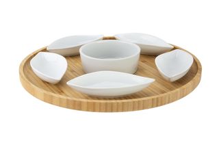 Cosy &amp; Trendy Wooden Serving Board Bamboo with 6 cups