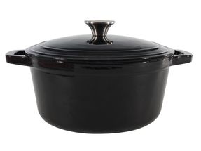 CasaLupo Roasting Pan Cooking Cast Iron Black - ø 24 cm / 4.5 Liters