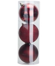 Cosy @Home Christmas Baubles Red ø 15 cm - 3 Pieces