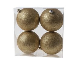 Cosy @Home Christmas Baubles Gold Glitter ø 10 cm - 4 Pieces