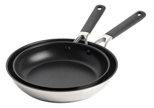 KitchenAid Frying Pan Set Classic Stainless Steel - ø 24 + 28 cm - ceramic non-stick coating