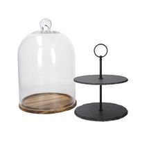 Artesà Afternoon Tea Stand 2-Layer - with glass cloche