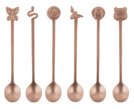 Sambonet Coffee Spoons Party Fashion Antique Copper 6 Pieces