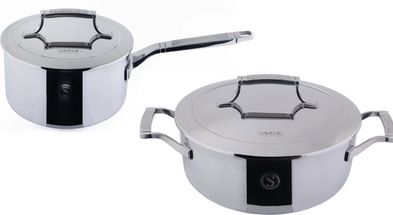 Saveur Selects Cookware Set Voyage Series (Cooking pan ø 25 cm + Saucepan ø 20 cm) - Triply Stainless Steel - Induction and all other heat sources