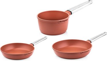 Westinghouse Performance Cookware Set (Frying Pan ø 24 and 28 cm + Saucepan ø 18 cm) - Red - Induction and all other heat sources