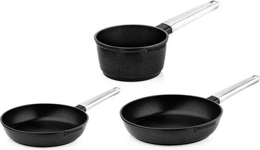 Westinghouse Performance Cookware Set (Frying Pan ø 24 and 28 cm + Saucepan ø 18 cm) - Black - Induction and all other heat sources