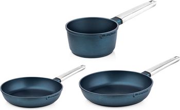 Westinghouse Performance Cookware Set (Frying Pan ø 24 and 28 cm + Saucepan ø 18 cm) - Blue - Induction and all other heat sources