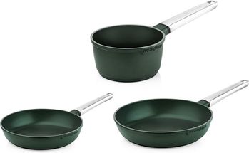 Westinghouse Performance Cookware Set (Frying Pan ø 24 and 28 cm + Saucepan ø 18 cm) - Green - Induction and all other heat sources