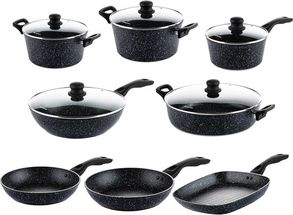 Westinghouse Pan Set Black Marble - 8 pans - Complete pan set - Induction and all other heat sources