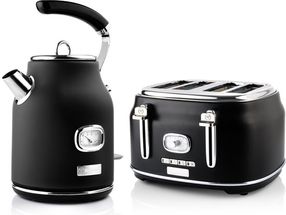 Westinghouse Retro Kettle + Toaster 4 Slots - Black