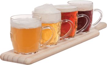 Cosy &amp; Trendy Wooden Plank With 4 Beer Mugs