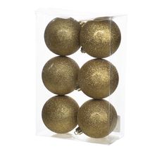 Cosy @Home Christmas Baubles Gold Glitter ø 8 cm - 6 Pieces