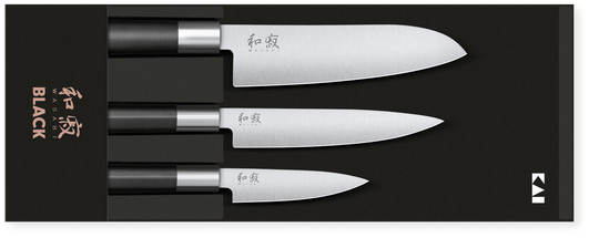Kai Knife Set Wasabi Black (Utility Knife + Universal Knife + Santoku Knife) 3-piece