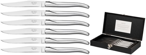 Jay Hill Steak Knives Laguiole Stainless Steel - Set of 6