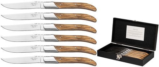 Jay Hill 6-piece Steak Knives Set Laguiole Olive Wood