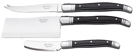 Jay Hill 3-Piece Cheese Knife Set Laguiole Black