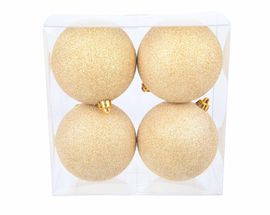 Cosy @Home Christmas Baubles Champagne Glitter ø 10 cm - 4 Pieces