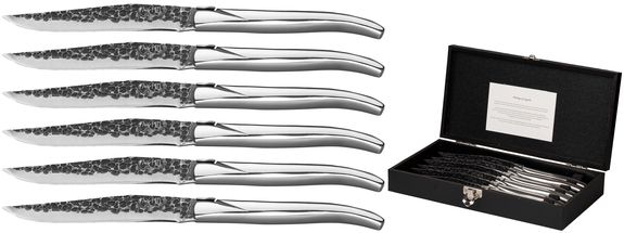 Jay Hill Steak Knives Laguiole - Raw Black - Stainless Steel - 6 Pieces